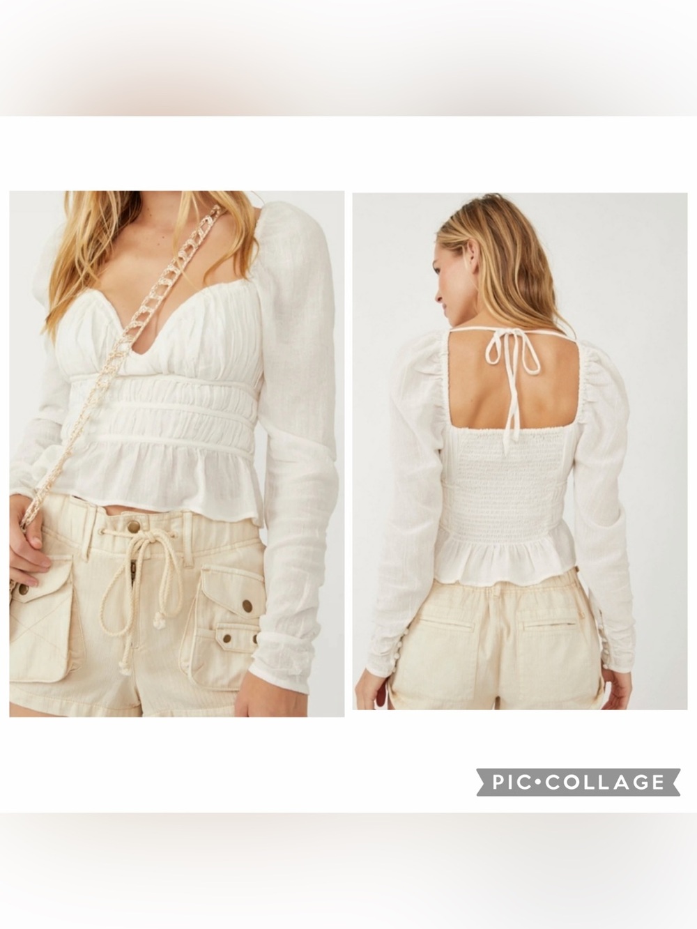 Free people Peasant Cottagecore Chloe top white / ivory Size Medium